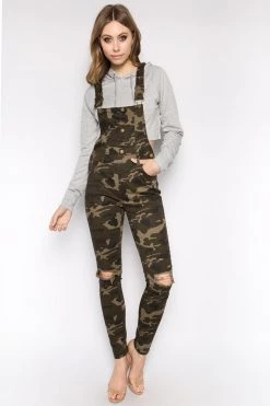 LOVE MODA Button Up Knee Slit Overalls BEST SELLERS