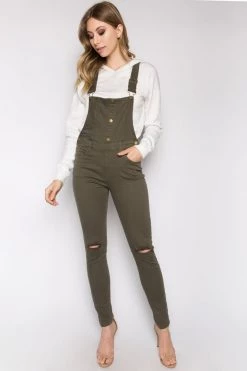 LOVE MODA Button Up Knee Slit Overalls BEST SELLERS