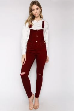 LOVE MODA Button Up Knee Slit Overalls BEST SELLERS