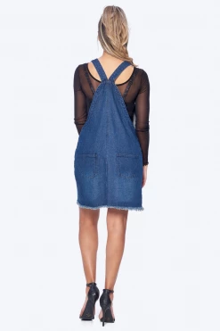 LOVE MODA Distressed Boyfriend Overall Dress