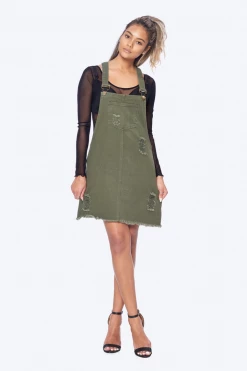 LOVE MODA OVERALLS Distressed Boyfriend Overall Dress