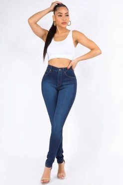 LOVE MODA Premium Modal Fabric High Rise Skinny Jeans