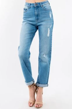 LOVE MODA High Rise Boyfriend Distressed Jeans