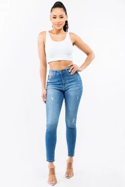 LOVE MODA NEW ARRIVALS High Rise Distressed Skinny Jeans