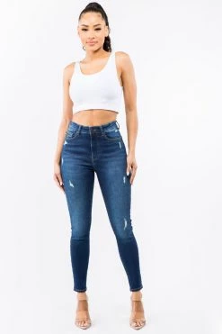LOVE MODA NEW ARRIVALS High Rise Distressed Skinny Jeans