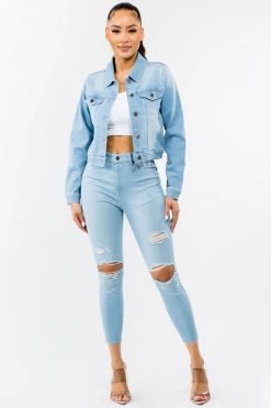 LOVE MODA Premium Modal Fabric Slim Fit Denim Jacket