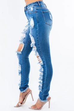 LOVE MODA NEW ARRIVALS High Rise Destroyed Denim Skinny Jeans
