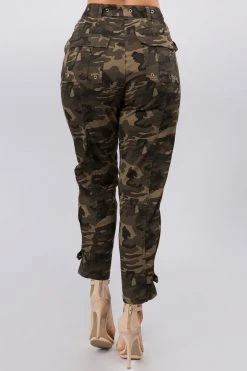LOVE MODA BOTTOMS High Waist Cargo Pants With Belt