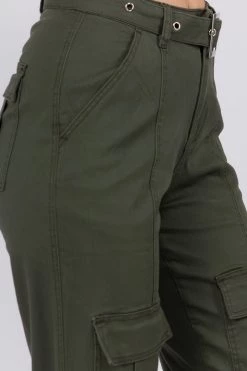 LOVE MODA BOTTOMS High Waist Cargo Pants With Belt
