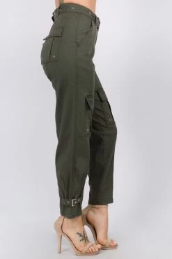 LOVE MODA BOTTOMS High Waist Cargo Pants With Belt