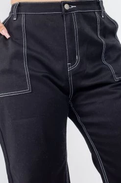 Love Moda High Waist Straight Leg Carpenter Pants - Plus Size