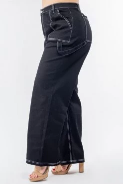Love Moda High Waist Straight Leg Carpenter Pants - Plus Size