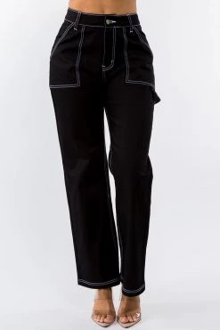 LOVE MODA High Waist Straight Leg Carpenter Pants