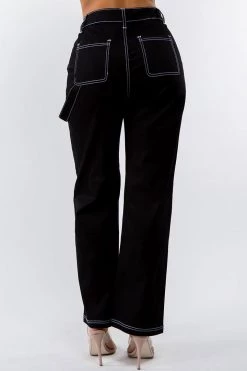 LOVE MODA High Waist Straight Leg Carpenter Pants