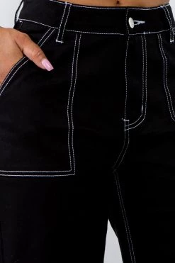 LOVE MODA High Waist Straight Leg Carpenter Pants