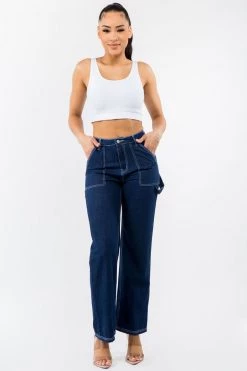 LOVE MODA High Waist Straight Leg Carpenter Pants