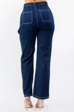 LOVE MODA High Waist Straight Leg Carpenter Pants