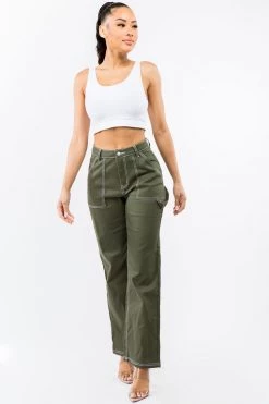 LOVE MODA High Waist Straight Leg Carpenter Pants