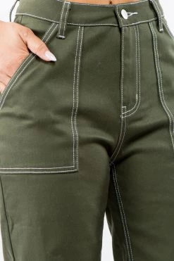 LOVE MODA High Waist Straight Leg Carpenter Pants