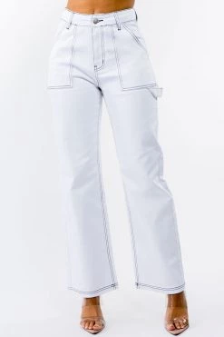 LOVE MODA High Waist Straight Leg Carpenter Pants