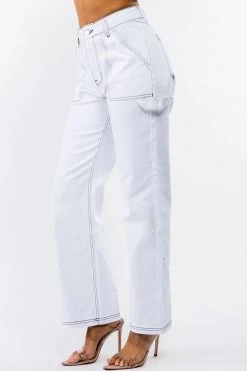 LOVE MODA High Waist Straight Leg Carpenter Pants