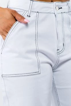 LOVE MODA High Waist Straight Leg Carpenter Pants