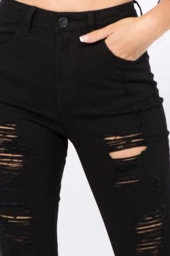 LOVE MODA High Waist Distressed Denim Skinny Jeans