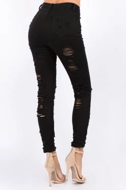 LOVE MODA High Waist Distressed Denim Skinny Jeans
