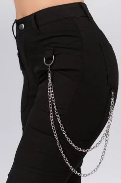 Love Moda High Waist Skinny Cargo Pants With Chains BOTTOMS