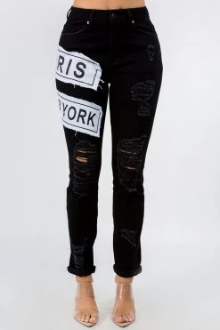 LOVE MODA MATCHING SETS Fashion Tour Patch Cropped Hoodie Jacket & Skinny Jeans Set