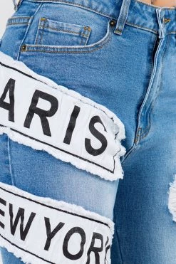 LOVE MODA MATCHING SETS Fashion Tour Patch Cropped Hoodie Jacket & Skinny Jeans Set