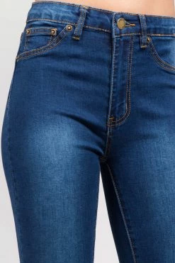 LOVE MODA Basic Denim Knee Slit Skinny Jeans