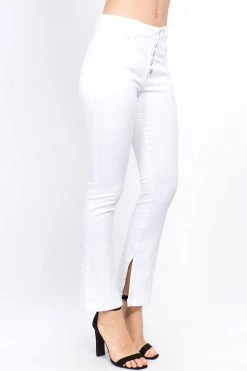 LOVE MODA High Rise Flared Trim Skinny Jeans