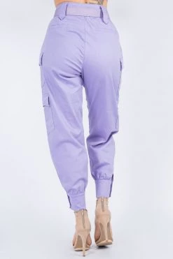 LOVE MODA High Waist Cargo Pants With Belt BOTTOMS