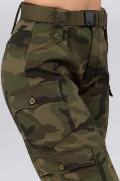 LOVE MODA High Waist Cargo Pants With Belt BOTTOMS