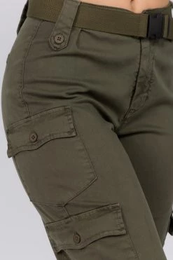 LOVE MODA High Waist Cargo Pants With Belt BOTTOMS