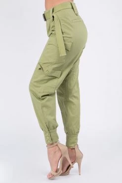 LOVE MODA High Waist Cargo Pants With Belt BOTTOMS