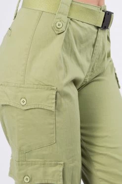 LOVE MODA High Waist Cargo Pants With Belt BOTTOMS
