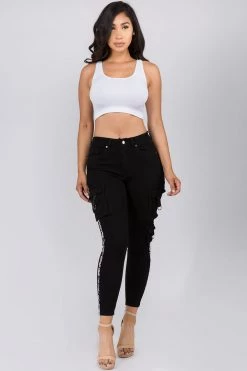 LOVE MODA BEST SELLERS High Waist Skinny Jeans W/ Cargo Pockets