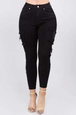 LOVE MODA BEST SELLERS High Waist Skinny Jeans W/ Cargo Pockets