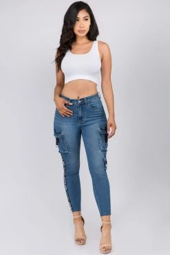 LOVE MODA BEST SELLERS High Waist Skinny Jeans W/ Cargo Pockets