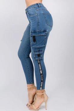 LOVE MODA BEST SELLERS High Waist Skinny Jeans W/ Cargo Pockets
