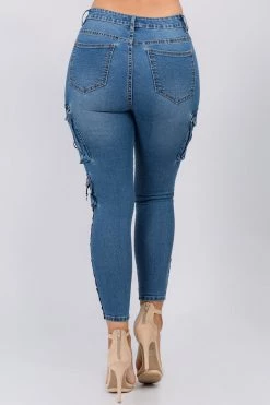 LOVE MODA BEST SELLERS High Waist Skinny Jeans W/ Cargo Pockets