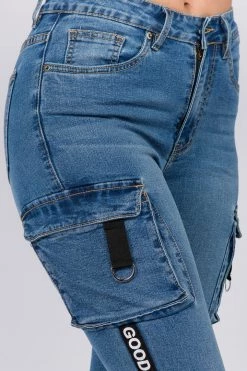 LOVE MODA BEST SELLERS High Waist Skinny Jeans W/ Cargo Pockets