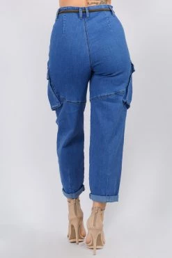 Love Moda High Waist Roll Up Cargo Pants With Belt BOTTOMS