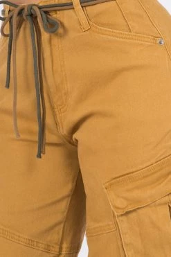 Love Moda High Waist Roll Up Cargo Pants With Belt BOTTOMS