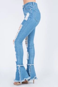 LOVE MODA Distressed Front Bootcut Style Jeans