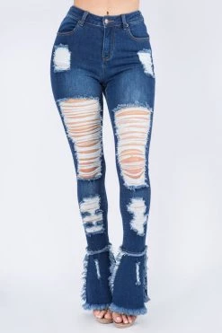 LOVE MODA Distressed Front Bootcut Style Jeans