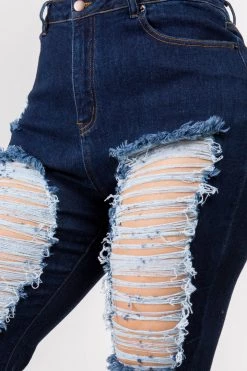 LOVE MODA CURVY High Waist Frayed Flare Jeans - Plus Size