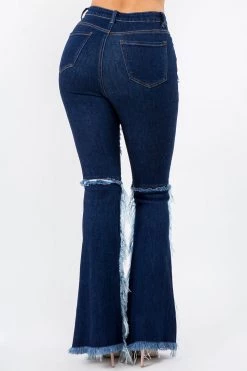 LOVE MODA High Waist Frayed Flare Jeans